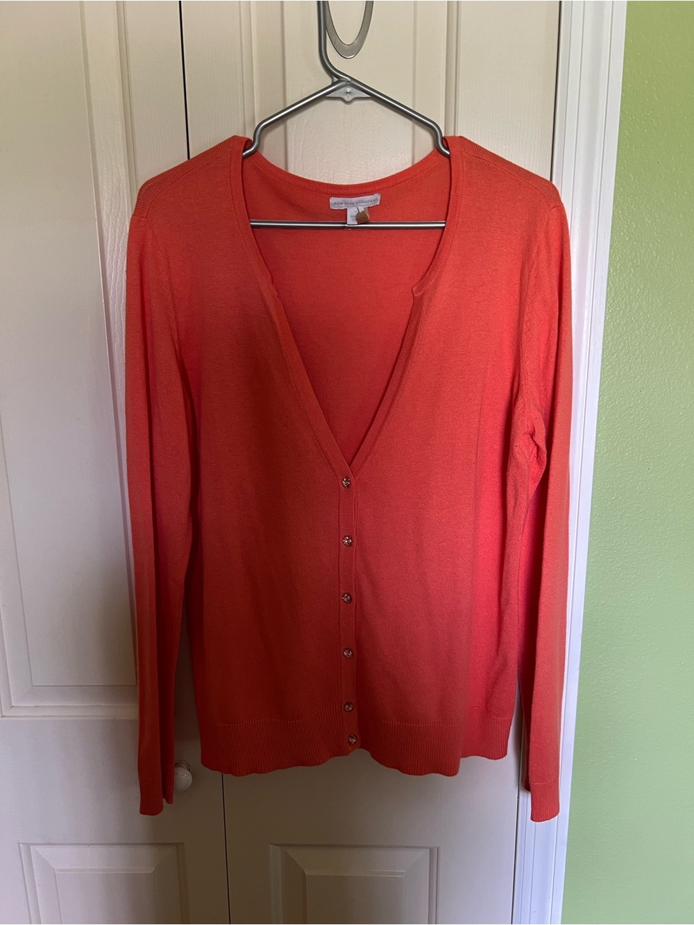 3 for $13 New York & Company Coral V-Neck Button Cardigan